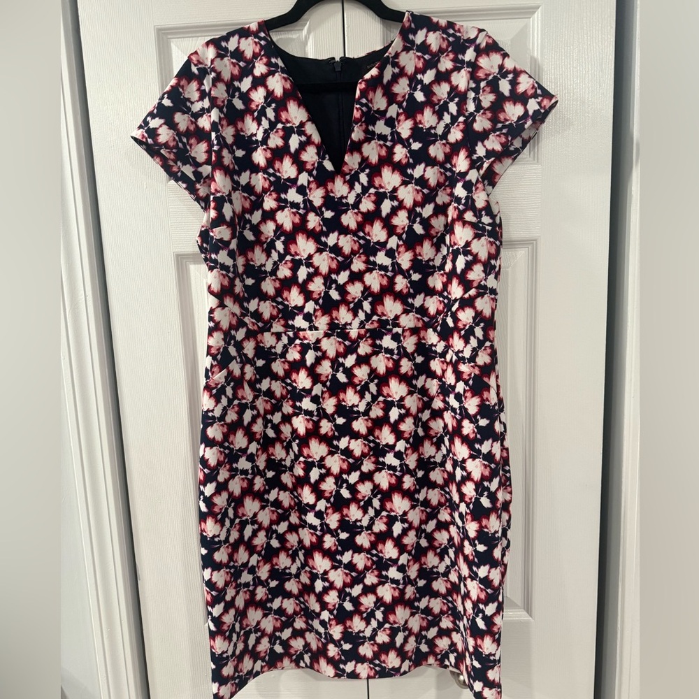 Banana Republic Navy and Red Floral Midi Dress
